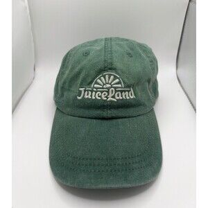 Vtg ADAMS Juiceland Embroidered Green OSFA Strapback Hat Rare